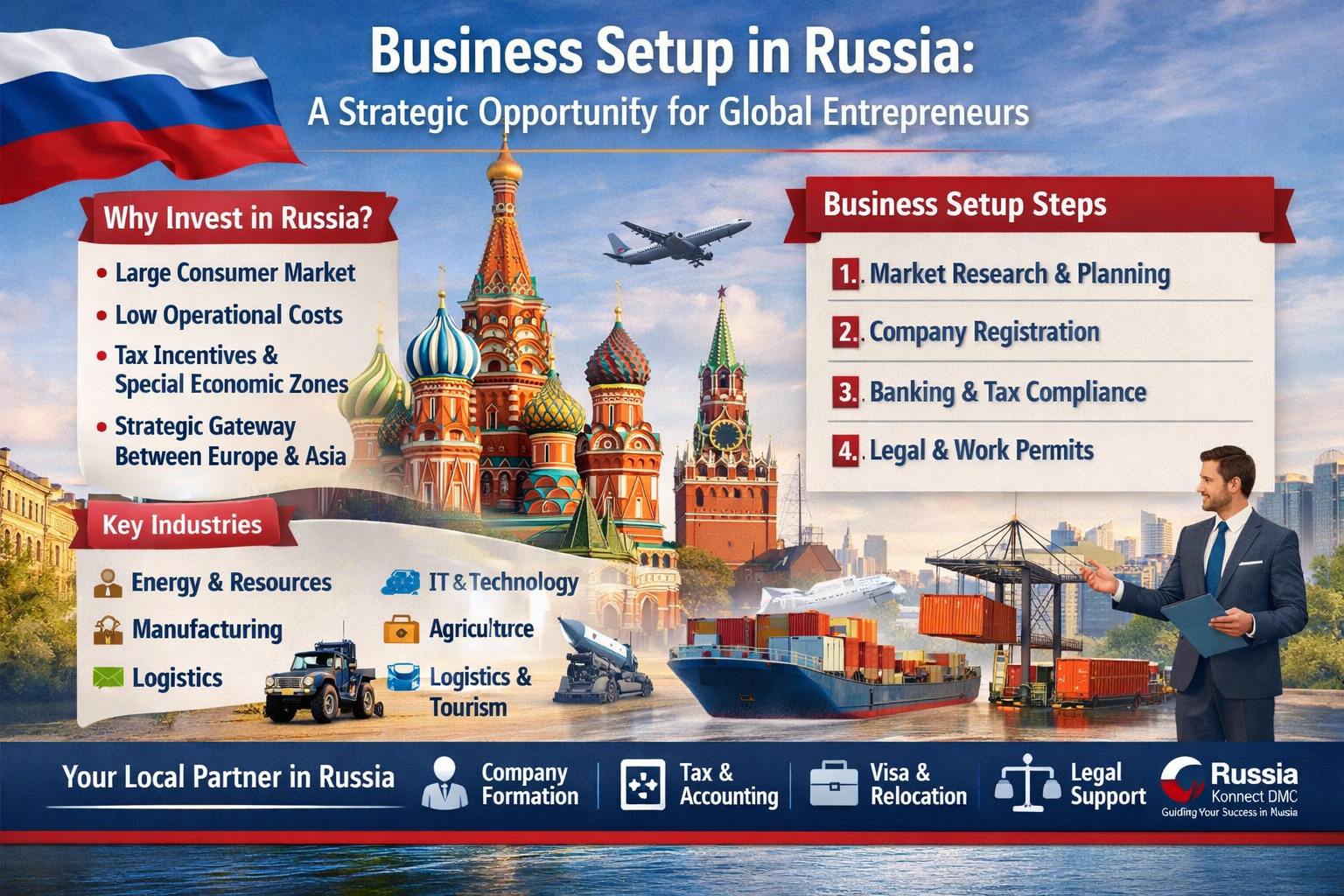 Read more about the article Business Setup in Russia: A Strategic Opportunity forGlobal Entrepreneurs